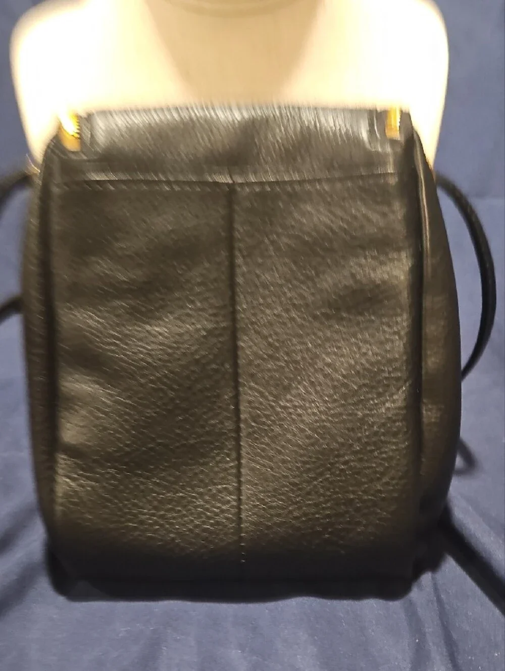 HOBO Black Pebble Leather Messenger Bag with Tan Interior Trim